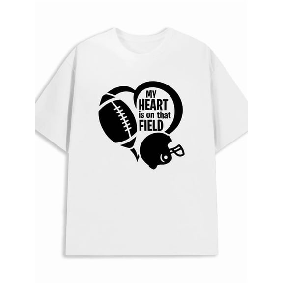 Football Heart Field sport t-shirts comfort colors tshirt men 180G 100% Cotton white Everyday wear, suitable for the office, dates, and going out halloween boxing Casual Unisex Shirt Crewneck tshirts