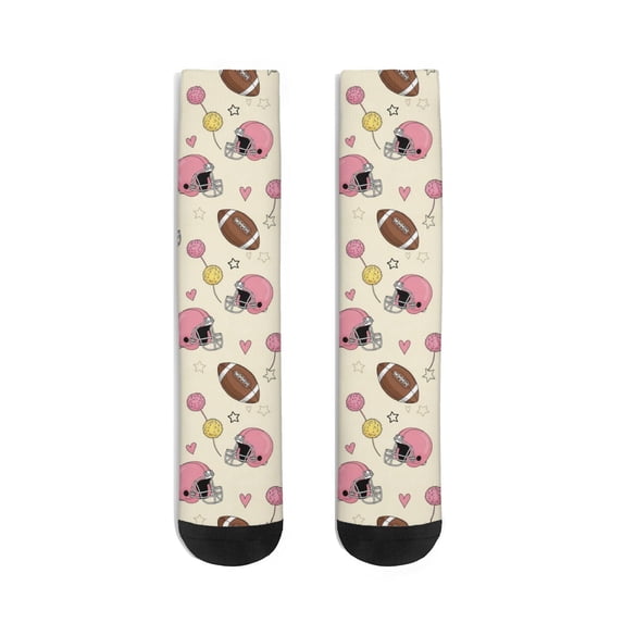 Mid Guy Football Helmet Beige Pattern Men's Mid-calf Crew Socks, Everyday ...