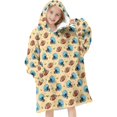 thumbnail image 1 of Football Helmet Beige Pattern Teens Oversized Sherpa Wearable Blanket Hoodie, Hooded Blanket Sweatshirt with Large Pockets, 1 of 6