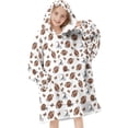 thumbnail image 1 of Football Helmet Brown Pattern Teens Oversized Sherpa Wearable Blanket Hoodie, Hooded Blanket Sweatshirt with Large Pockets, 1 of 6