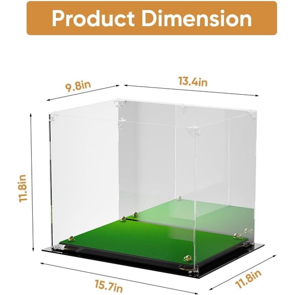 Football Helmet Display Case - Updated Full Size Acrylic Helmet Display Box for Baseball Motorcycle Hats - Protection Clear Showcase with Mirrored Back Turf Base & LED Tricolor Light Strip