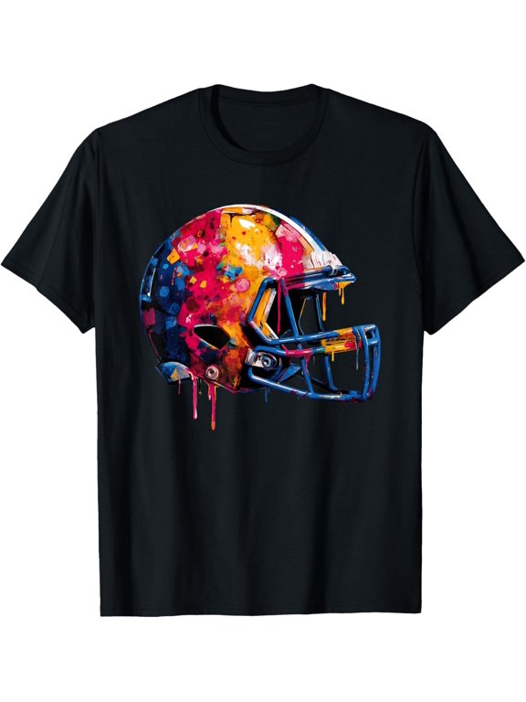 Football Helmet Drip Game Day Graphic T-Shirt