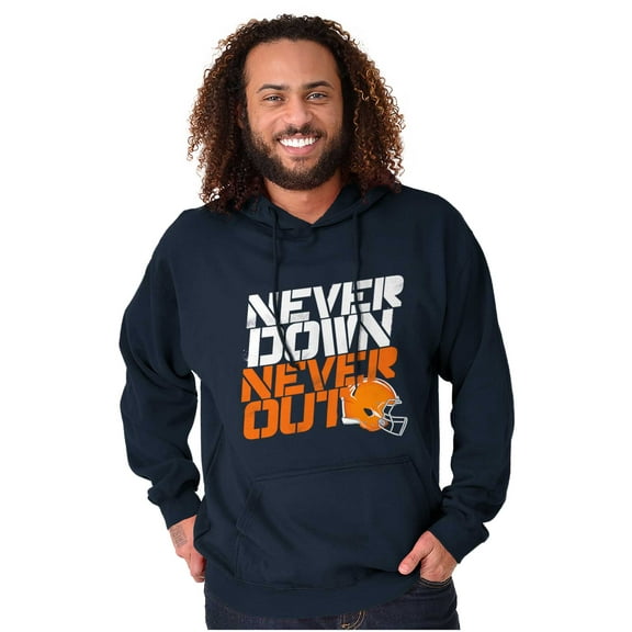 Football Helmet Never Down Never Out Hoodie Hooded Sweatshirt Men Brisco Brands M