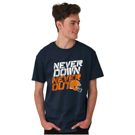 Football Helmet Never Down Never Out Men's Graphic T Shirt Tees Brisco Brands S