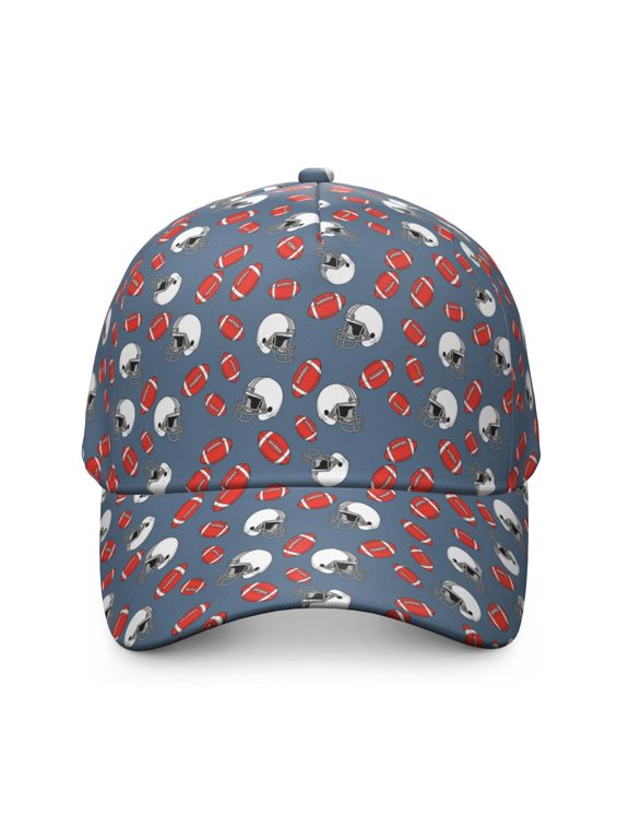 Football Helmet Pattern Baseball Cap, Outdoor Travel Cap with Snap Closure & Sweatband, Polyester Construction Gifts for Birthday Christmas Thanksgiving