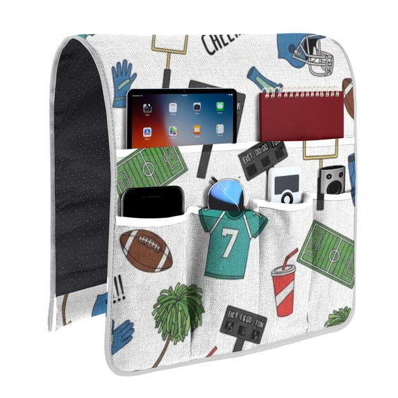 Witite Pattern Football Helmet White Pattern Armrest Organizer, Couch Pocket Organizer ...