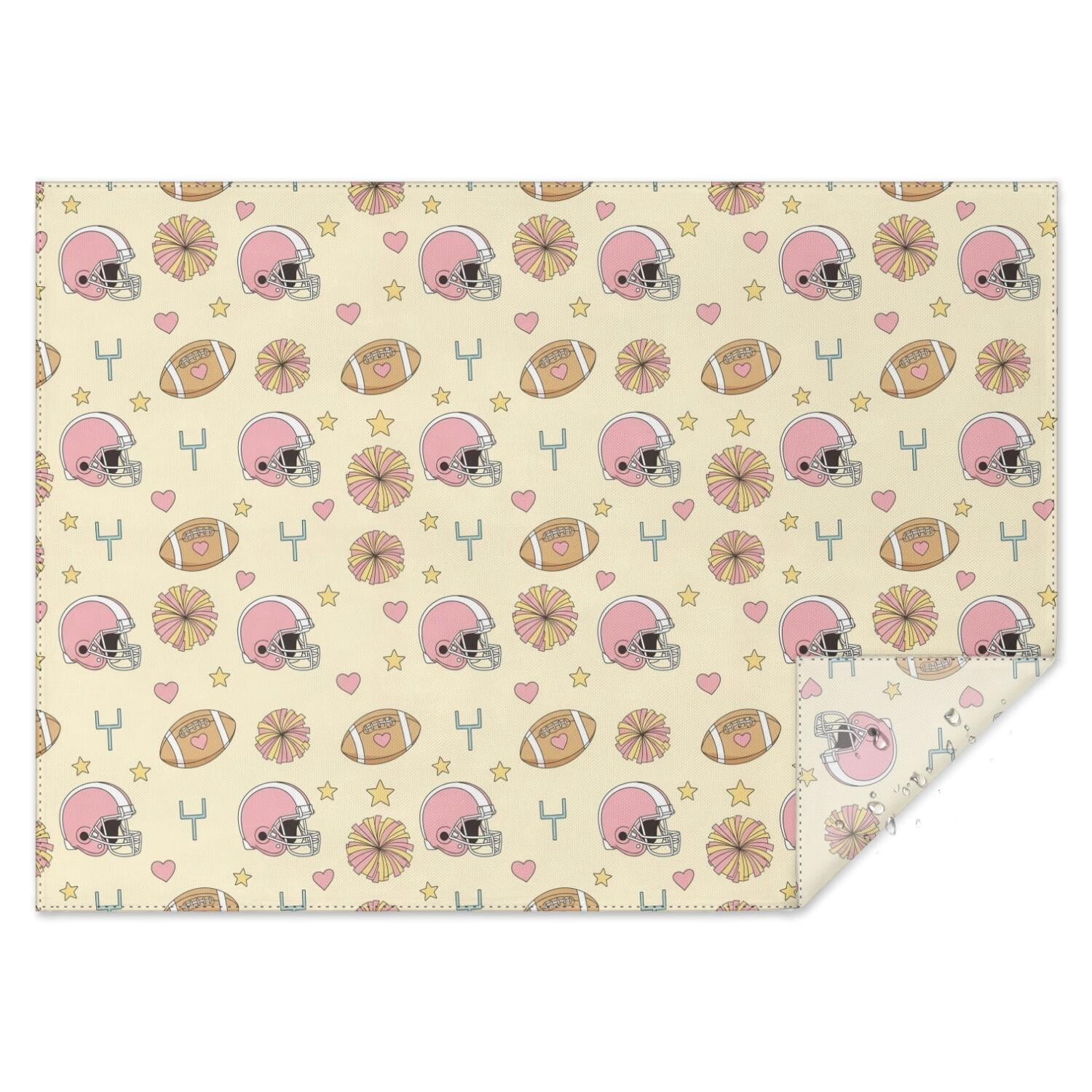 Football Helmet Yellow Pattern Waterproof Tablecloth, Rectangular ...