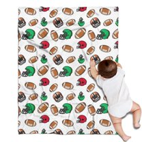 Football Helmets and Balls Pattern Blanket,Comfortable Soft Flannel Throw Blanket,All Season,Warm Lightweight Blankets for Sofa Bed Couch Living Room Chair,30"x40"