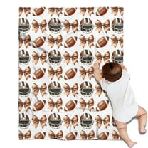 Football Helmets with Bows Pattern Blanket,Comfortable Soft Lamb Wool Throw Blanket,All Season,Warm Lightweight Blankets for Sofa Bed Couch Living Room Chair,30"x40"