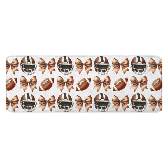 Football Helmets with Bows Pattern Kitchen Rug Mat,Kitchen Runner Rugs Non Skid Washable,Decorative Kitchen Floor Mats for Kitchen,Sink,Laundry,17"x47.2"