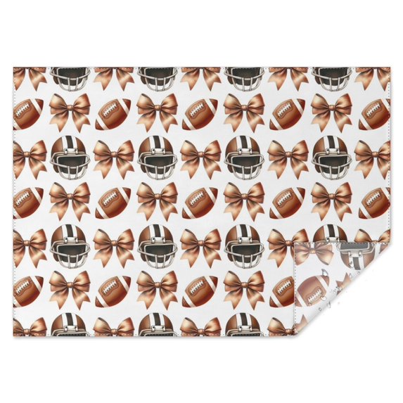 Football Helmets with Bows Pattern Rectangle Tablecloth 60"x84",Waterproof Polyester Rectangle Table Cloth, Wipeable Spillproof Polyester Tablecloth for Dining, Camping, Indoor and Outdoor