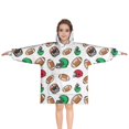 thumbnail image 1 of Football Helmets and Balls Pattern Blanket Hoodies for Kids 6-13YR Oversize Wearable Blanket Hoodies for Boys Girls Teens, 1 of 7