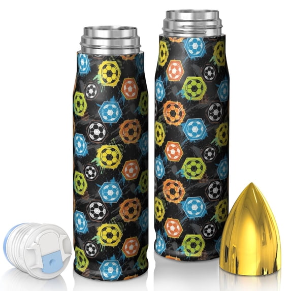 Bdd Pattern Football and Hexagon Black Pattern Bullet Tumbler, Vacuum Insulated ...