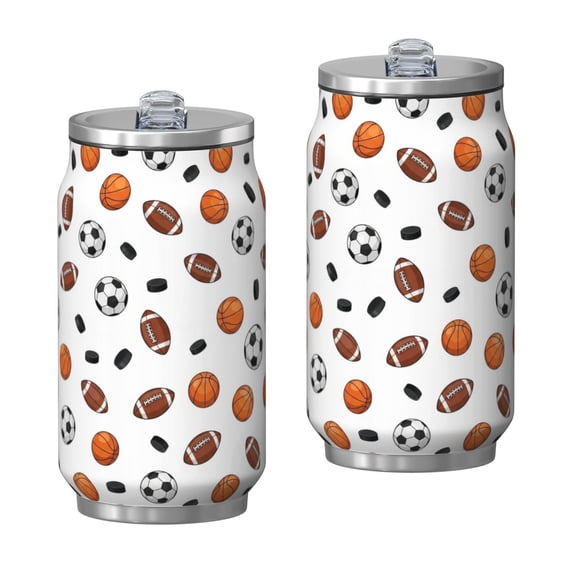 Football and Hockeyball White Pattern Insulated Water Can 1 Pack ...