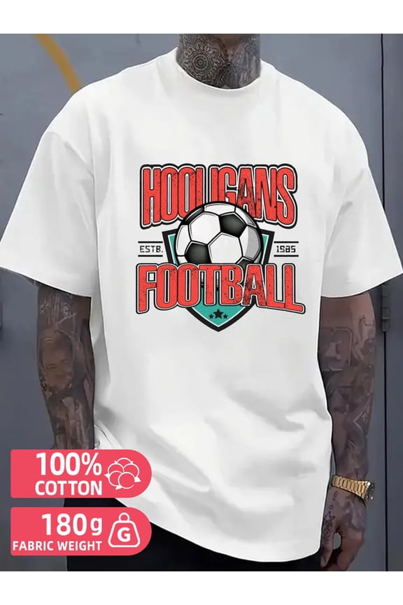 Football Hooligans Tee for men white 180G 100% Cotton Spring and summer outdoor wear Original Unisex Shirt Short Sleeve tshirts Fashion Unisex Shirt Short Sleeve tshirts