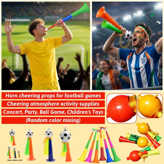 Football Horn, Loud Cheer Noise Maker, Party Event Sports Game Accessory, Kids Fan Stadium Use, Random Color Mix