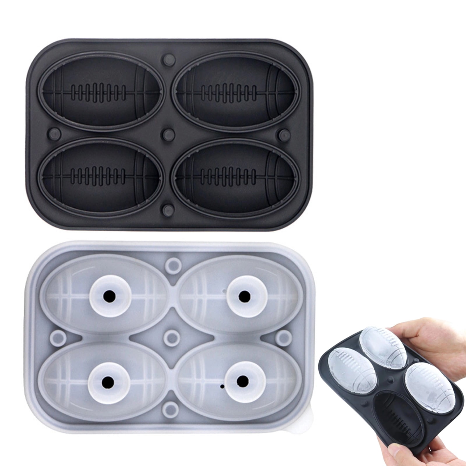 Football Ice Cube Mold, Football Shapes Ice Cube Tray, Silicone Oval ...