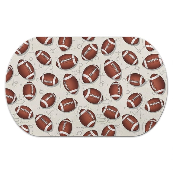 Football Icon Beige Pattern Diatomaceous Earth Bath Mat, Shower Floor ...