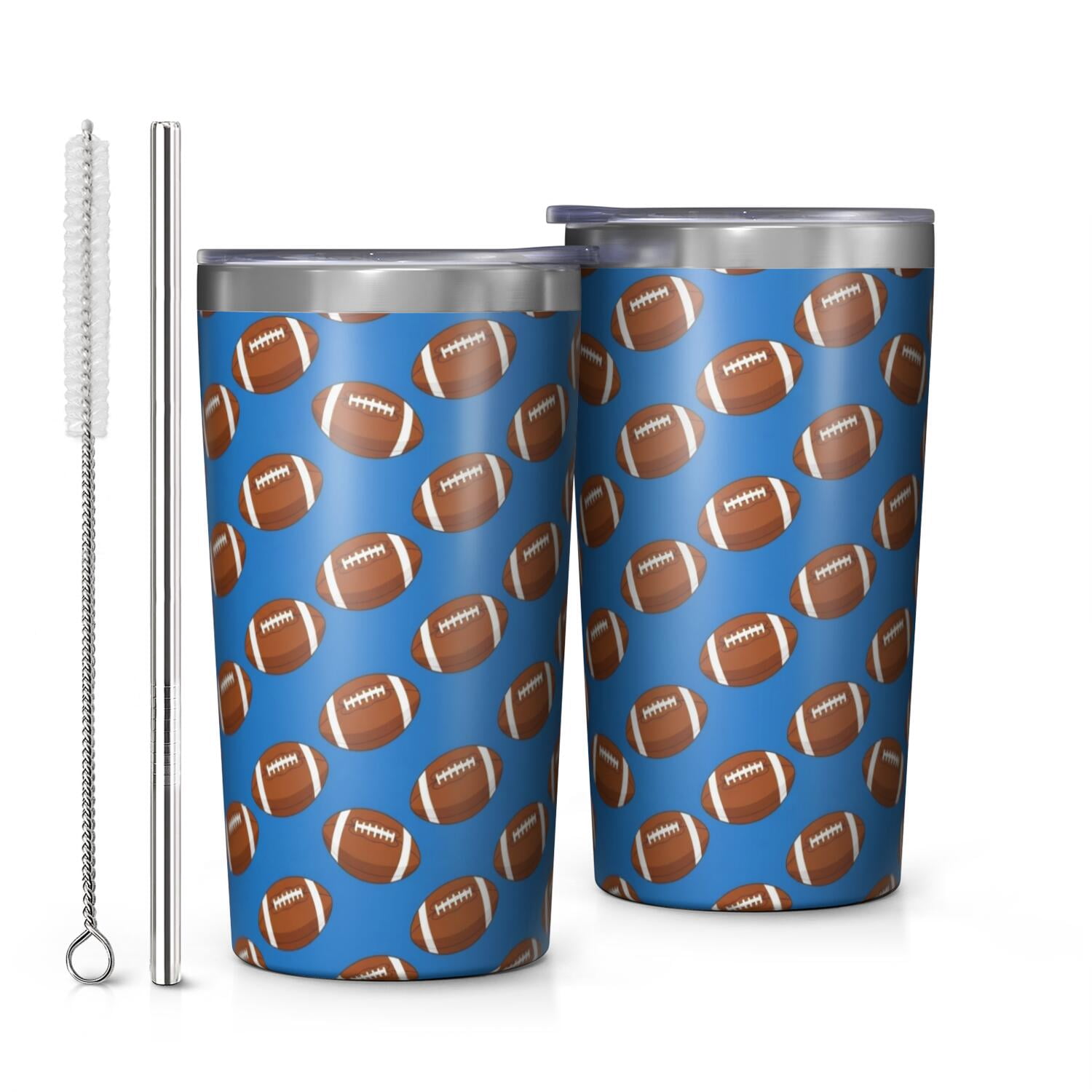 Football Icon Blue Pattern Car Tumbler 1 Pack, Vacuum Insulated Small ...