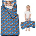 Football Icon Blue Pattern Kids Nap Mat, Sleeping Mat with Removable ...
