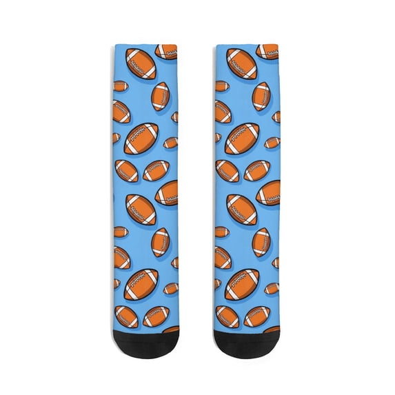 Football Icon Blue Pattern Men's Mid-calf Crew Socks, Everyday Trainer ...