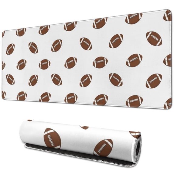 Football Icon Brown Pattern Extended Large Mouse Pad, Large Mouse Mat ...