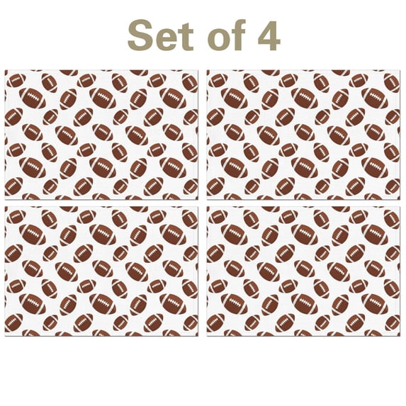 Football Icon Brown Pattern Linen-look Placemats Set Of 4, Outdoor ...