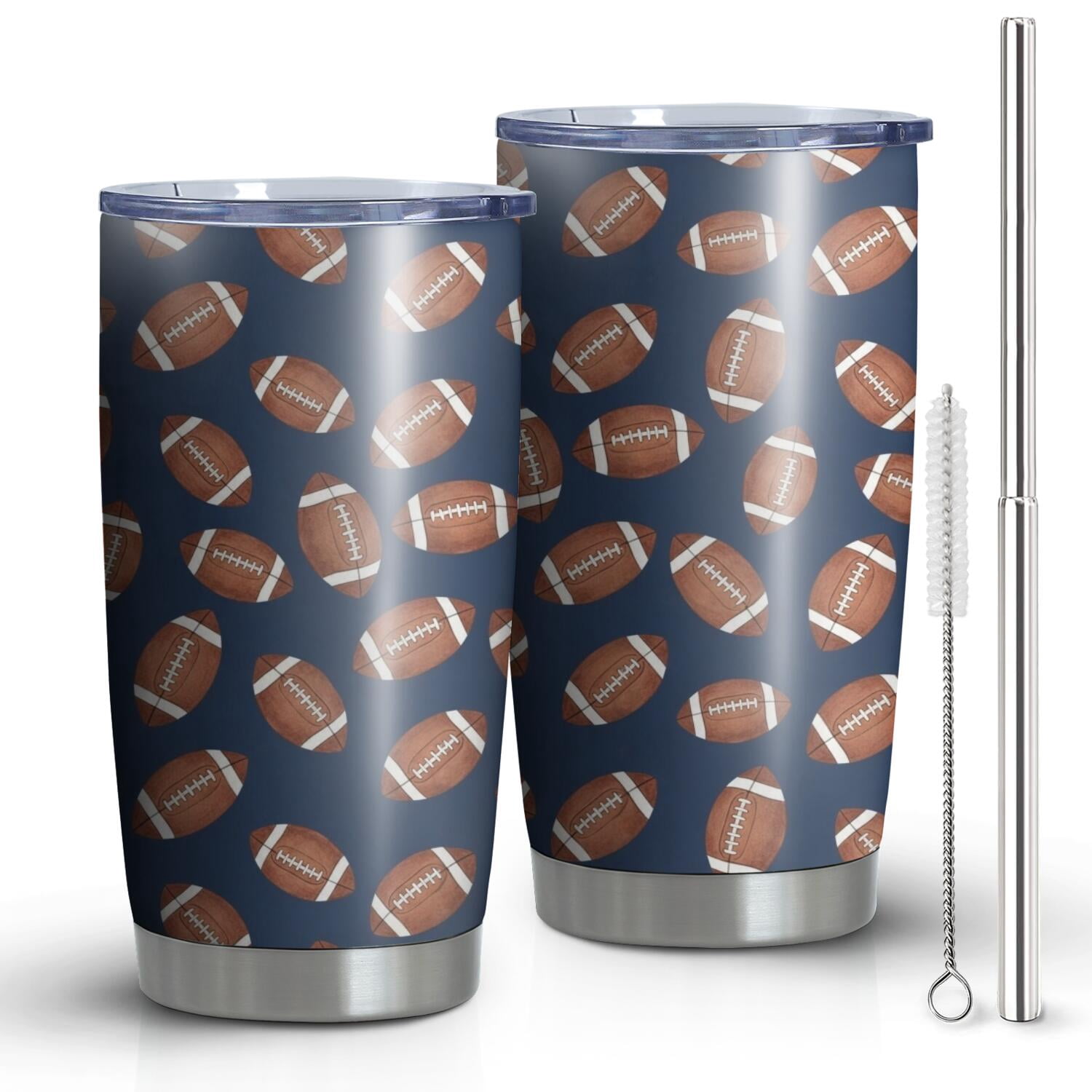 Football Icon Darkblue Pattern 20oz Tumbler with Straw, 1 Pack ...