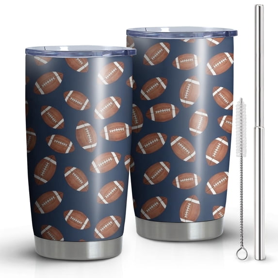 Football Icon Darkblue Pattern 20oz Tumbler with Straw, 1 Pack ...