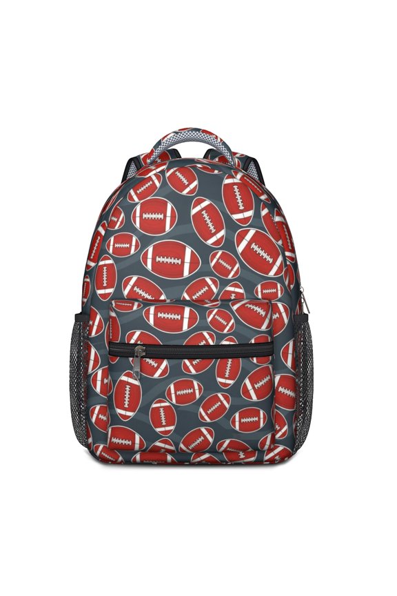 Football Icon Darkblue Pattern Backpack for School, Cute School Bag with Adjustable Shoulder Straps and Padded Back, 15.3"x11"x6.7"