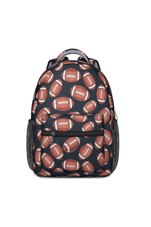 Football Icon Darkblue Pattern Backpack for School, Cute School Bag with Adjustable Shoulder Straps and Padded Back, 15.3"x11"x6.7"