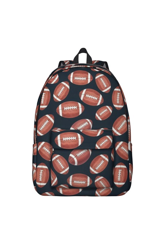 Football Icon Darkblue Pattern Backpack for School, Cute School Bag with Adjustable Shoulder Straps and Padded Back, 15.7"x11.8"x5.5"
