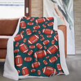 thumbnail image 1 of Football Icon Darkgreen Pattern Soft Sherpa Fleece Throw Blanket, Warm Cozy Plush Blanket for Sofa Bed Couch, All Season, 60"x80", 1 of 5