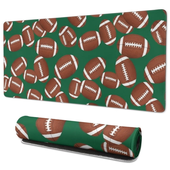 Football Icon Green Pattern Extended Large Mouse Pad, Desk Protector ...
