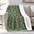 thumbnail image 1 of Football Icon Green Pattern Soft Sherpa Fleece Throw Blanket, Warm Cozy Plush Blanket for Sofa Bed Couch, All Season, 40"x50", 1 of 5