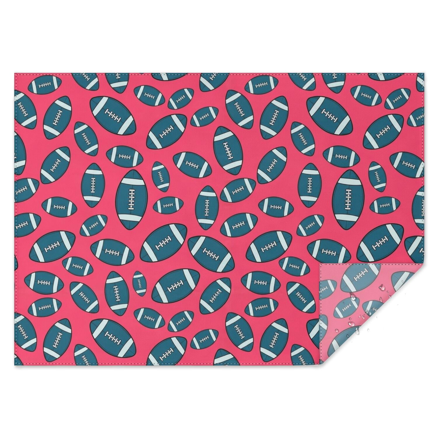 Football Icon Red Pattern Waterproof Tablecloth, Rectangular Restaurant ...