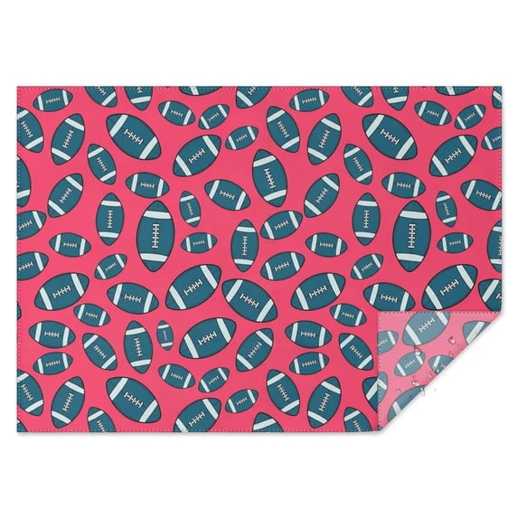 Football Icon Red Pattern Waterproof Tablecloth, Rectangular Restaurant ...