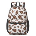thumbnail image 1 of Football Icon White Pattern 17" Waterproof Oxford School Backpacks for Teens, S-Shape Padded Straps, for School, Travel, Hiking, Camping, 1 of 5