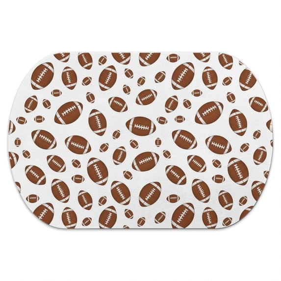 Football Icon White Pattern Diatomaceous Earth Bath Mat, Kitchen ...
