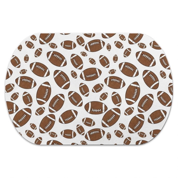 Football Icon White Pattern Diatomaceous Earth Bath Mat, Non-Slip Bath ...