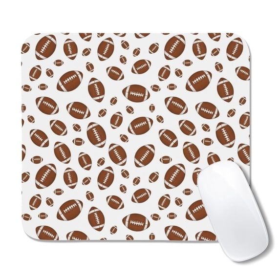 Football Icon White Pattern Square Mouse Pad, Home Office Pad with Non ...