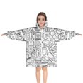 thumbnail image 1 of Football Icons Pattern Blanket Hoodies for Kids 6-13YR Oversize Wearable Blanket Hoodies for Boys Girls Teens, 1 of 7