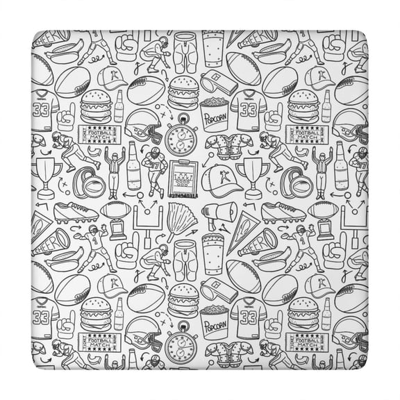 Football Icons Pattern Square Fitted Tablecloth with Elastic Edge,Square Table Cover,Washable Elastic Table Cover for Home Kitchen Party Decor 34"x34"