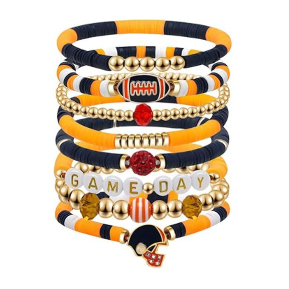 Football Inspired Stackable Wristband Lightweight Soft Clay Jewelry for Gym Outfits and Trendy Accessories