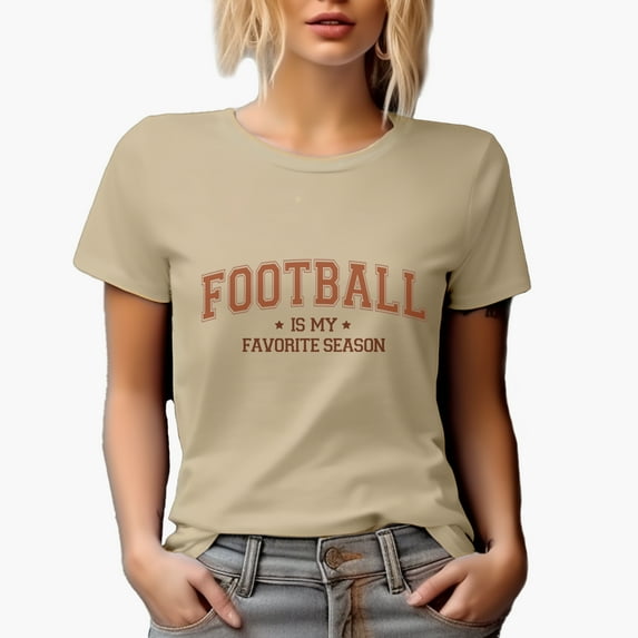 Football Is My Favorite Season Merch Gift, Tan T-Shirt, Small