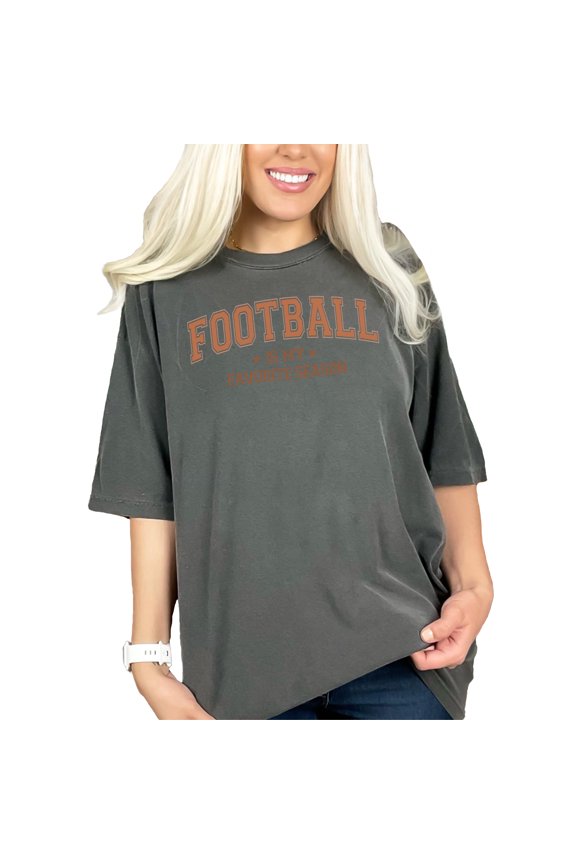Football Is My Favorite Season, Pepper Comfort Colors T-Shirt, Large