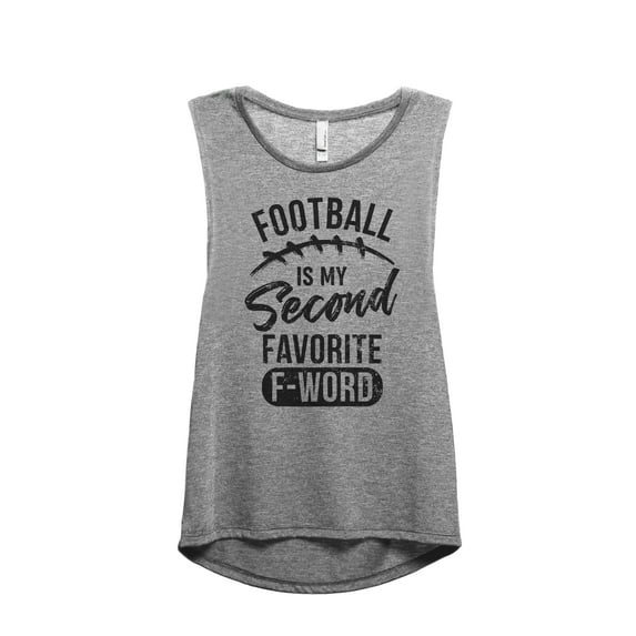 Football Is My Second Favorite F Word Women's Fashion Sleeveless Muscle Workout Yoga Tank Top Heather Grey Grey Large