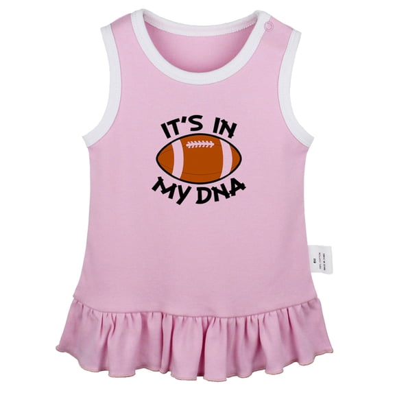 Football It's In My DNA Funny Dresses For Baby, Newborn Babies Skirts, Infant Princess Dress, 0-24M Kids Graphic Clothes (Pink Sleeveless Dresses, 18-24 Months)