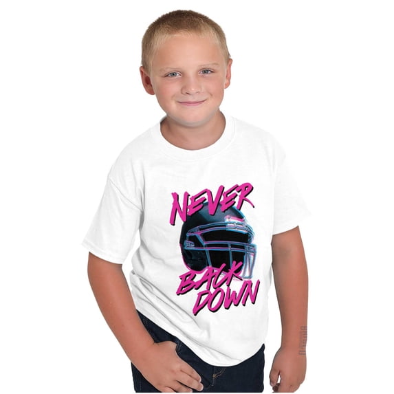 Football Jock Helmet Never Back Down Boys Kids T Shirt Tees Tops Teen Brisco Brands S