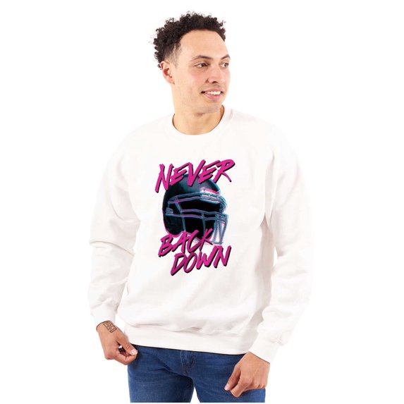 Football Jock Helmet Never Back Down Men's Crewneck Sweatshirt Brisco Brands S
